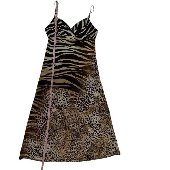 Natori Slip Dress Women Size Small Leopard Animal Print Tiger Surplice Midi - Picture 10 of 11
